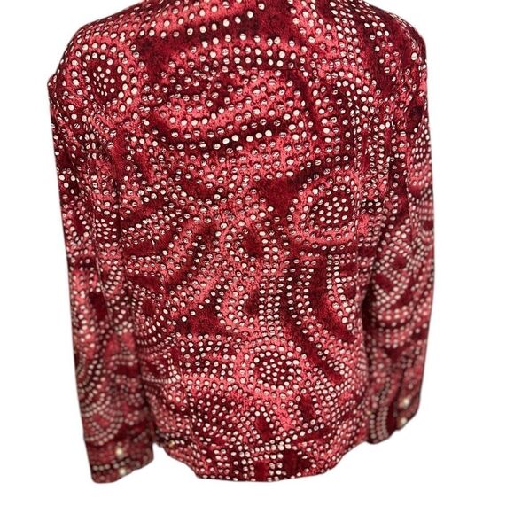 St. John sport Red and White pearl Studded Jacket abstract large - Picture 4 of 13